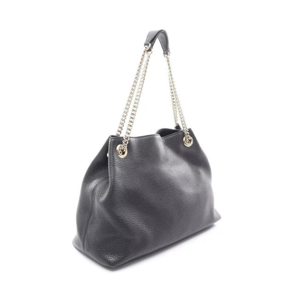 Gucci G Bag Soho Leather Interlocking Black Shoulder Black